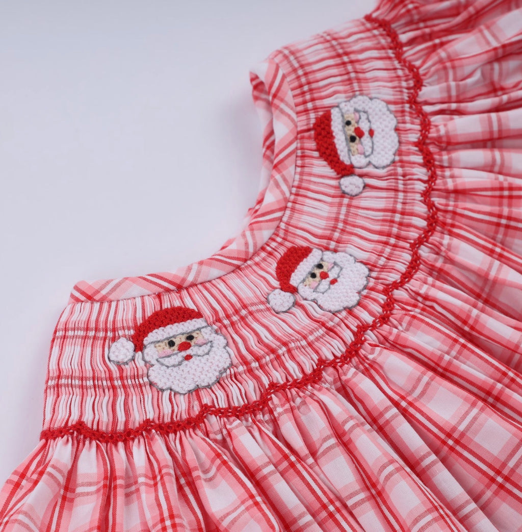 Santa Hand Smocked Bloomer Set