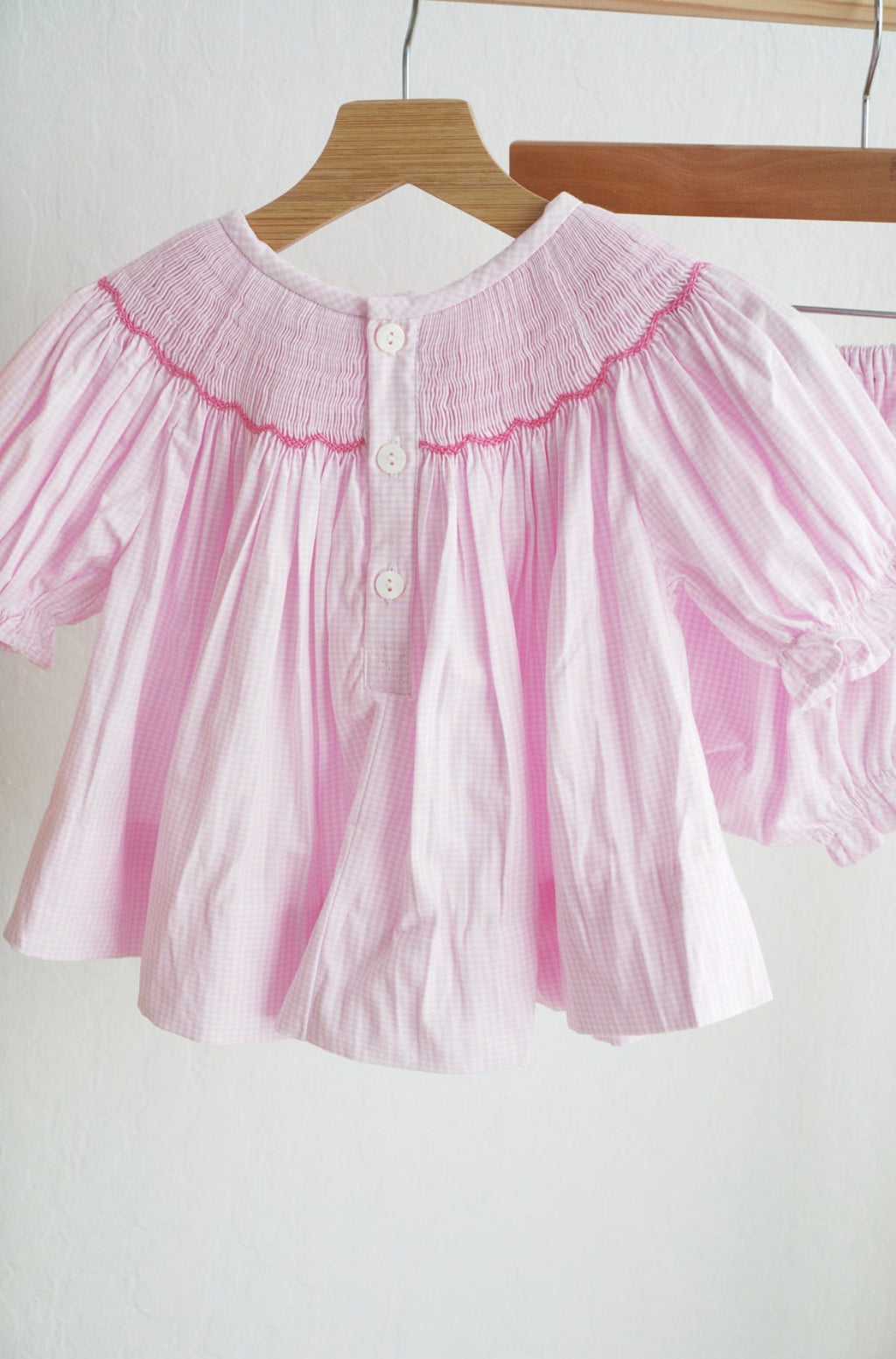 Pink Christmas Hand Smocked Bloomer Set