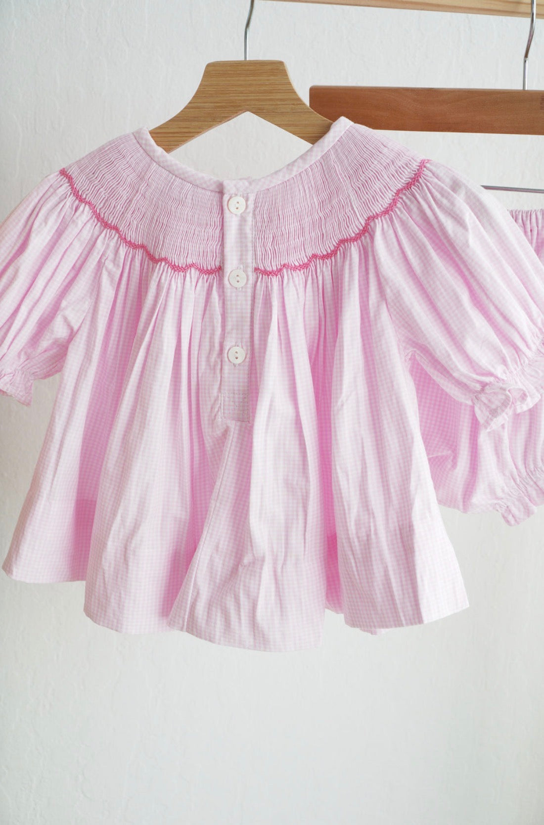Pink Christmas Hand Smocked Bloomer Set