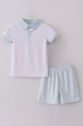 Boys Blue Gingham Polo Set