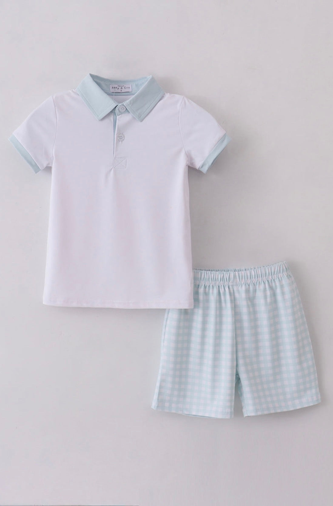 Boys Blue Gingham Polo Set