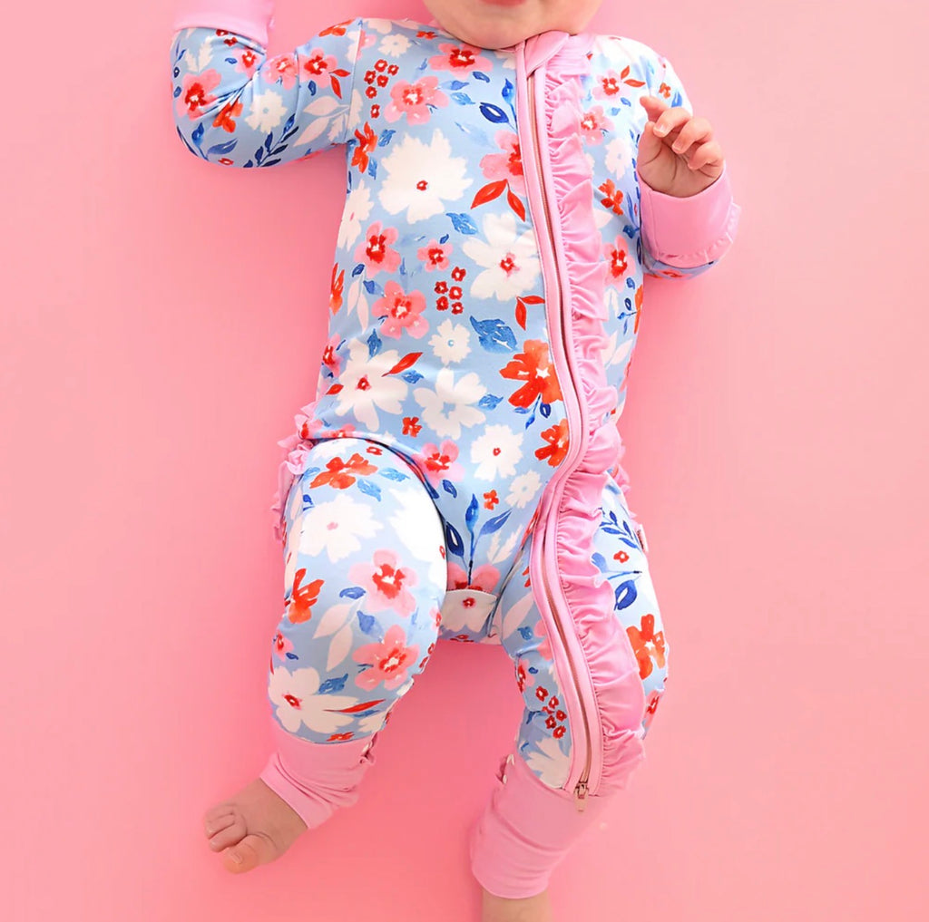 Floral Ruffle Zip ~ Bamboo