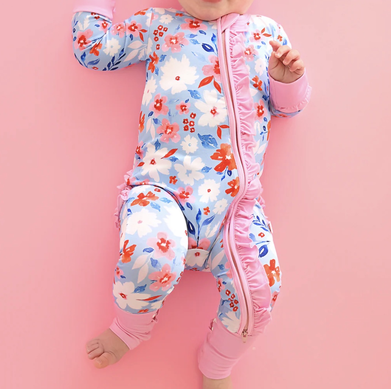 Floral Ruffle Zip ~ Bamboo