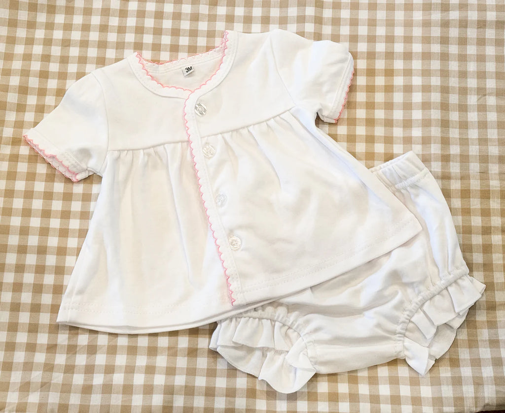 Charlie Pink Picot Trim Diaper Set