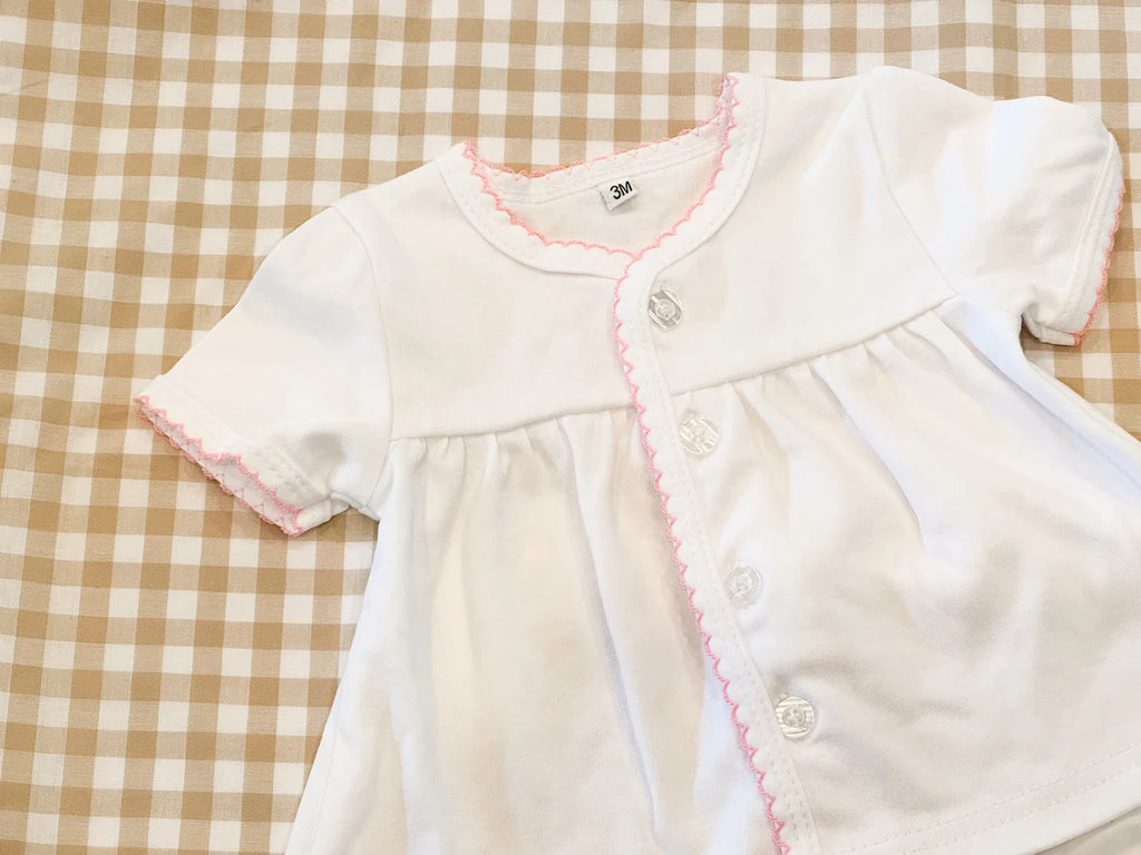 Charlie Pink Picot Trim Diaper Set