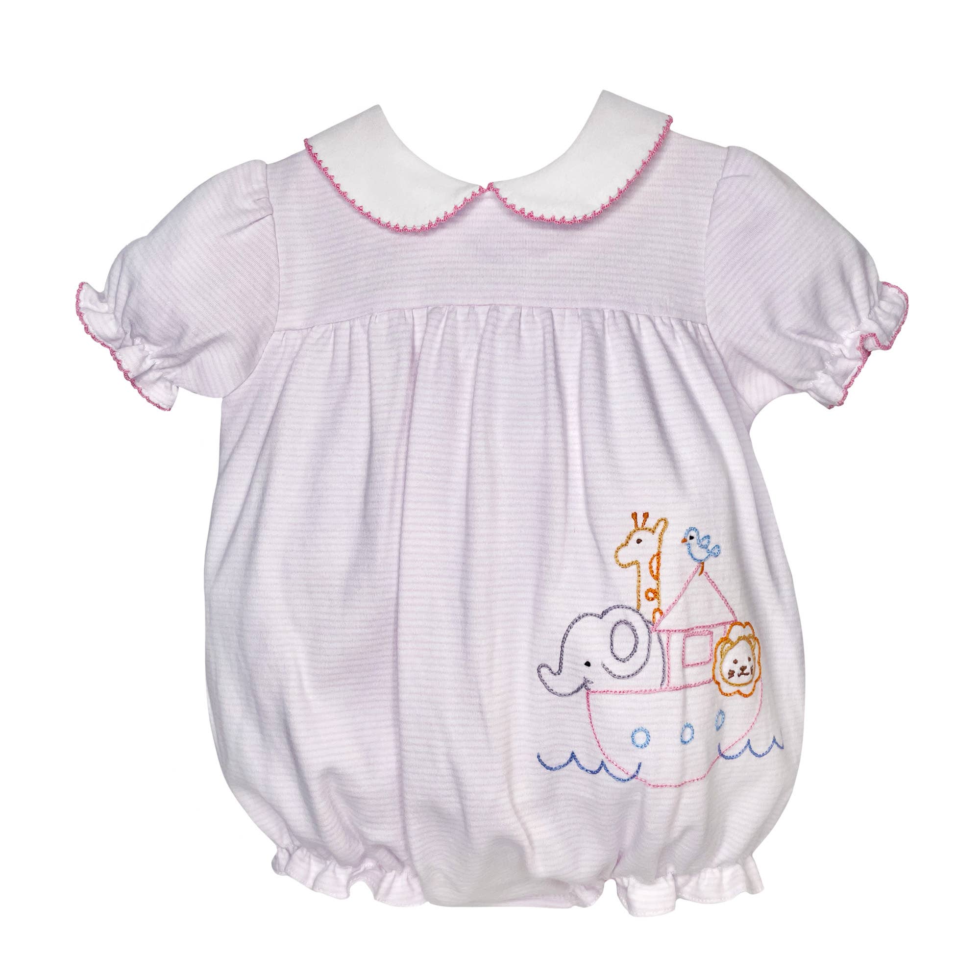 Noah's Ark Embroidered Bubble with Picot Trim