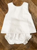 Scarlett White Picot Trim Diaper Set