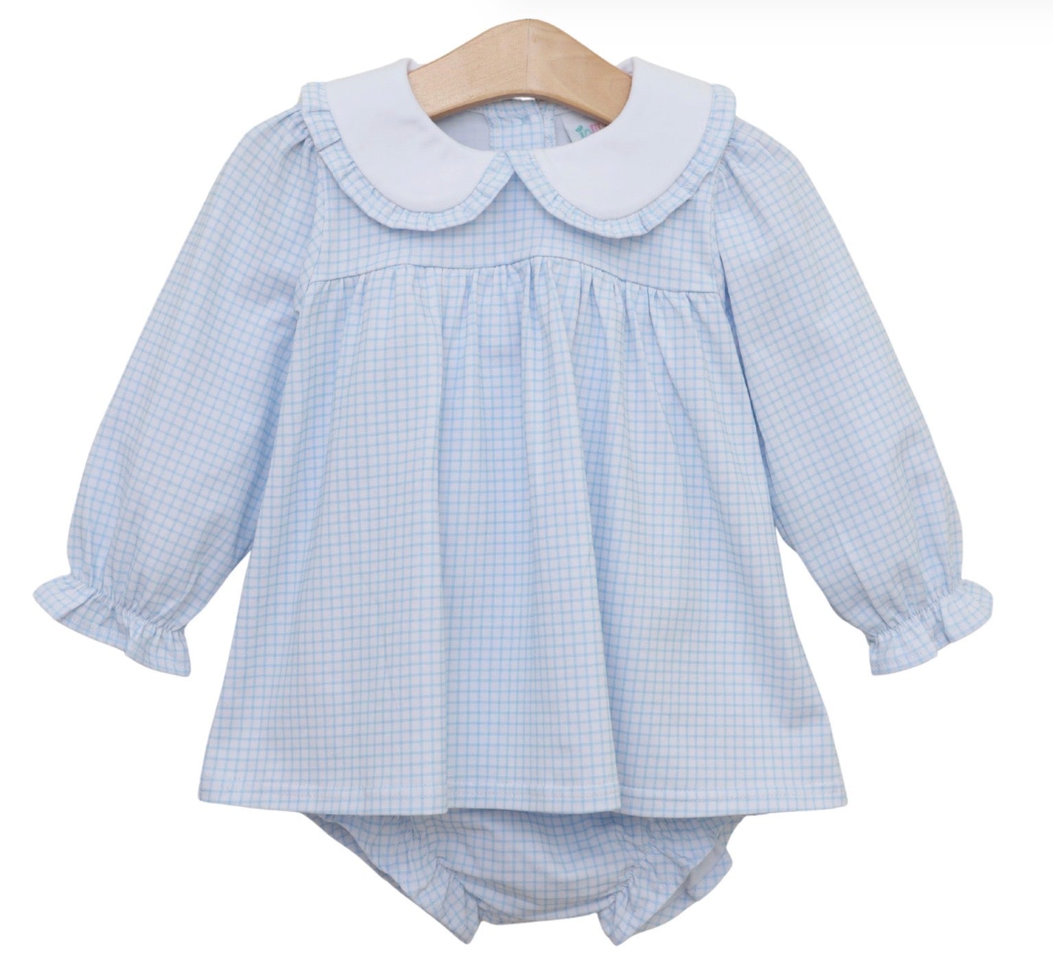 Catherine Diaper Set- Light Blue Windowpane {ETA Late September}
