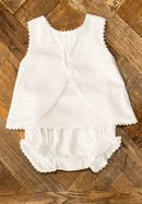 Scarlett White Picot Trim Diaper Set