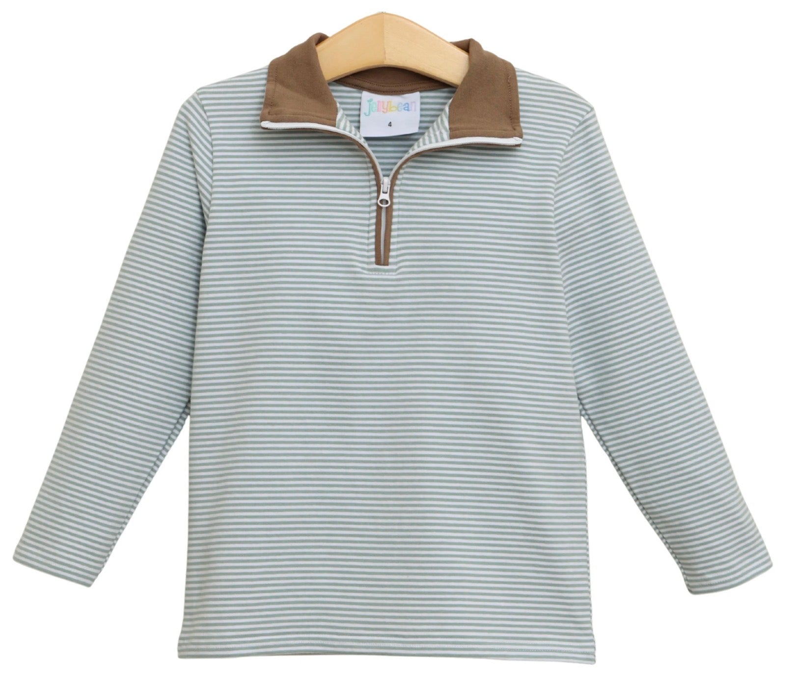 Evan Pullover- Dusty Sage Stripe/Light Brown {ETA Late September}