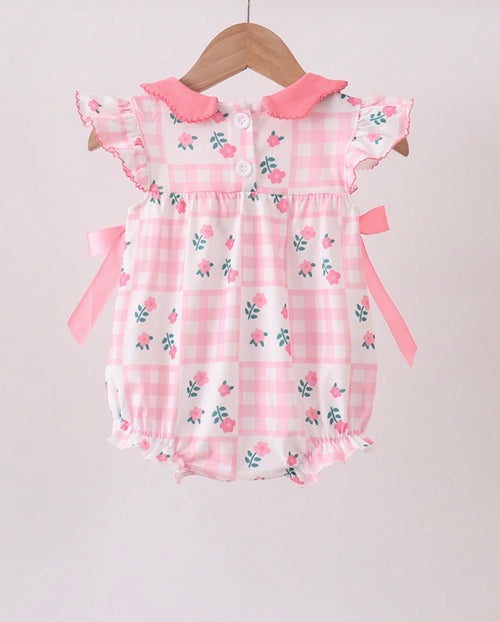 Addie Pink Floral Collared Bubble