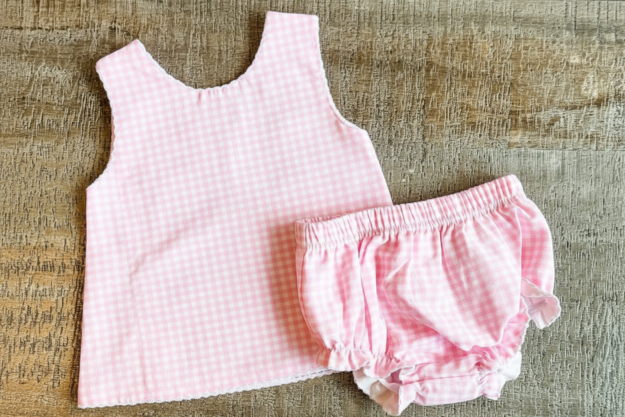 Baylor Pink Gingham Diaper Set