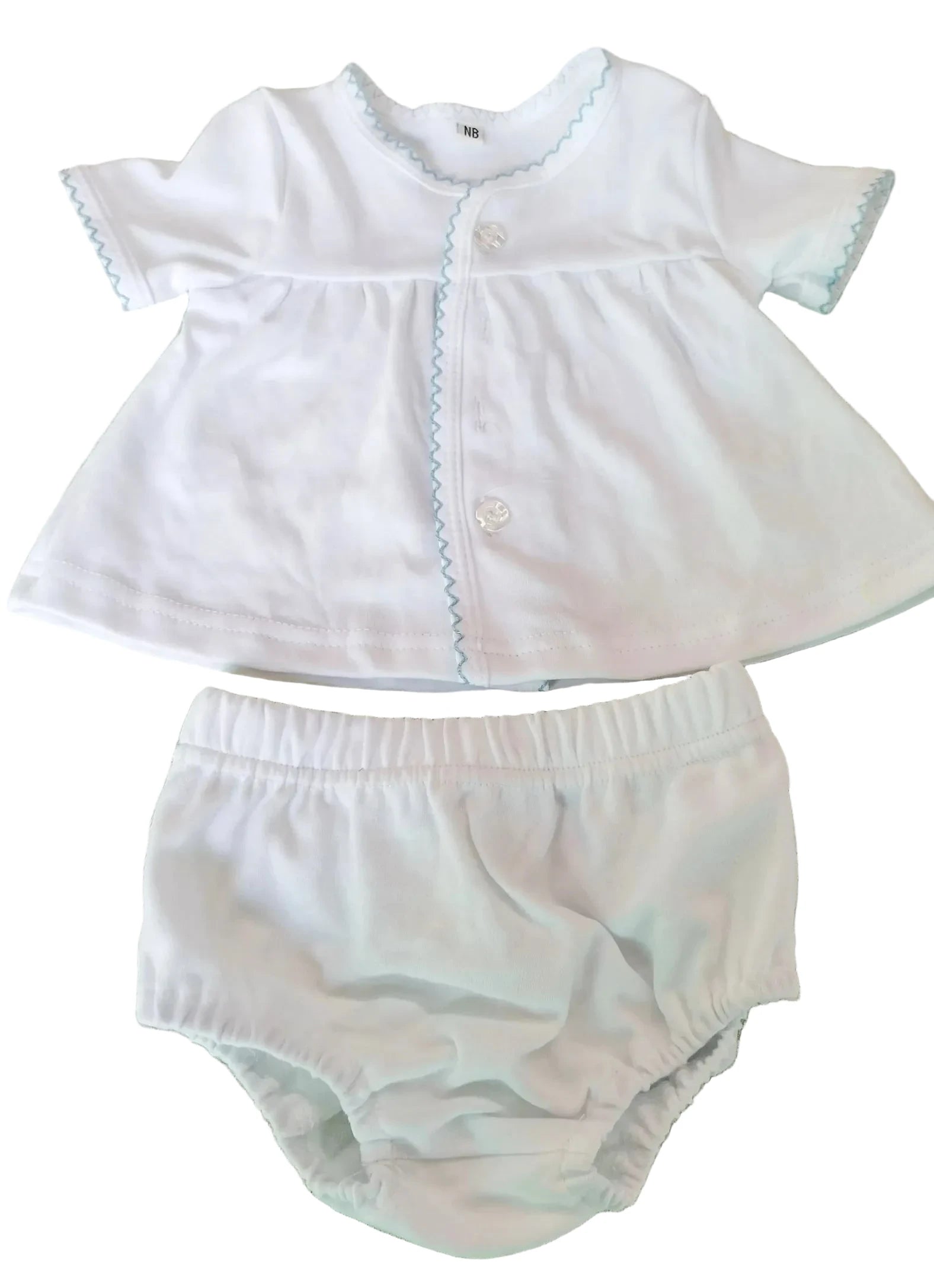Charlie Blue Picot Trim Diaper Set