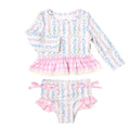 Gingham Floral Rash Guard Two Piece Swim