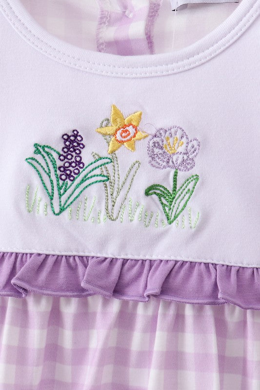 Purple Floral Gingham Bubble