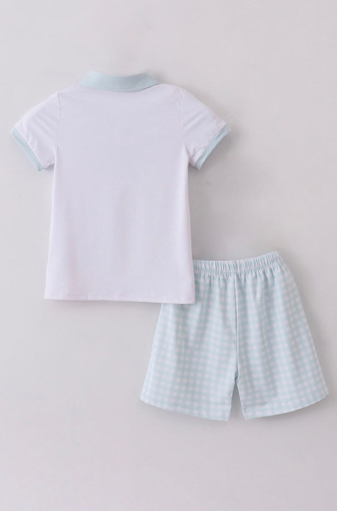 Boys Blue Gingham Polo Set