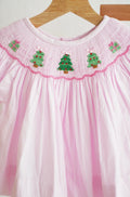 Pink Christmas Hand Smocked Bloomer Set