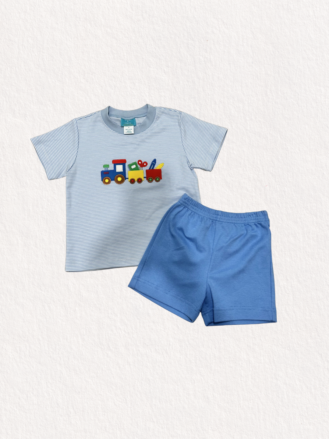 Boys Back School Train Shorts Set