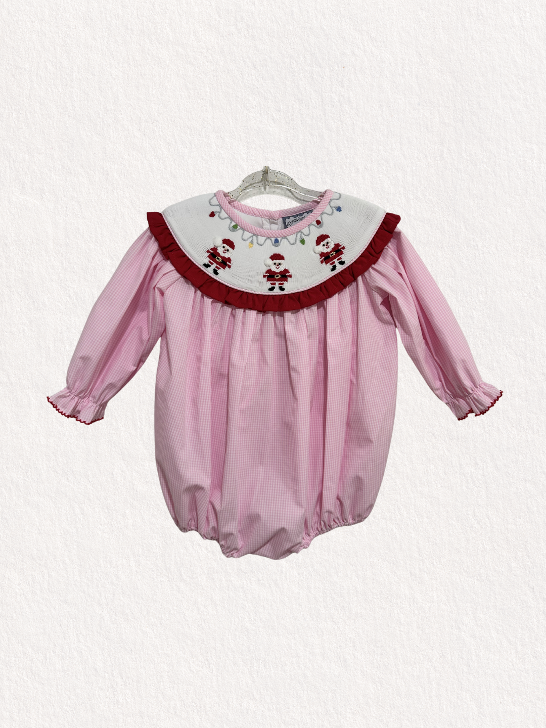 Mary Pink Santa Bubble {Hand Smocked}