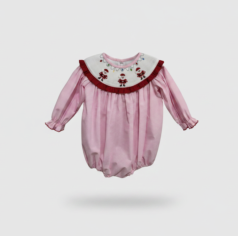 Mary Pink Santa Bubble {Hand Smocked}